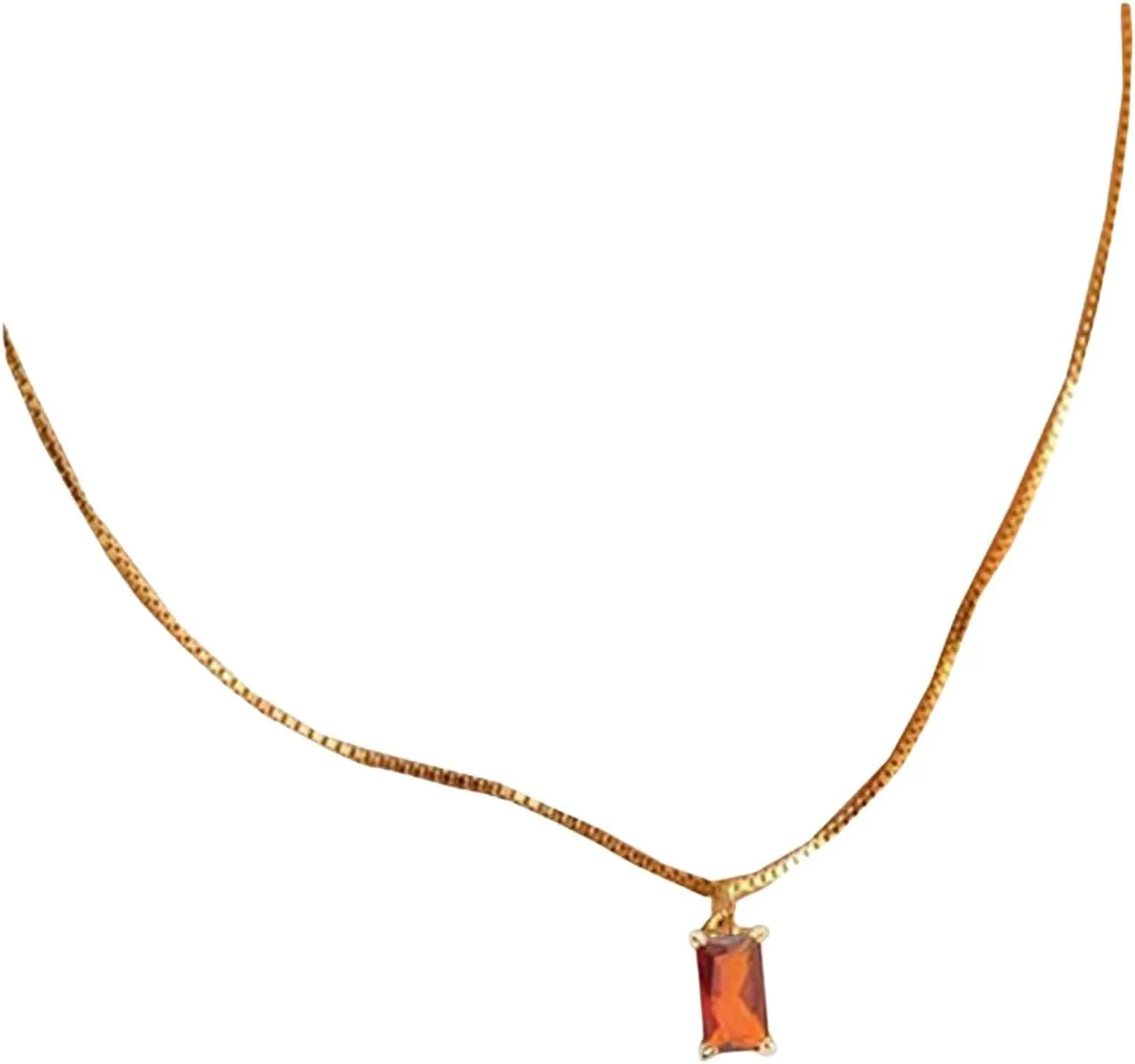 Necklace for Women,Women Necklace Geometric Pendant Birthstone Snake Bone Chain Retro Alloy Adjustable Length Clavicle Necklace Lady Neck Jewelry