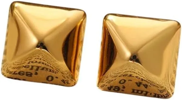 New 2026 Arrive Unisex Exaggerated Geometric Square Round Earrings For Women Gold Plated Large Hammered Texture Rectangle Studs Fashion Party Jewelry Trendy Accessories Creative Gift And Men
