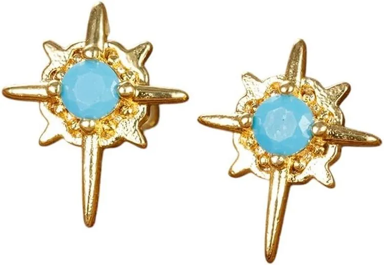New 2026 Unisex Vintage Gold Plated Stainless Steel Flower Cubic Zircon Studs Earring For Women Geometric Cartilage Helix Daith Piercing Jewelry Findings Fashion Trendy Accessories Gift And Men