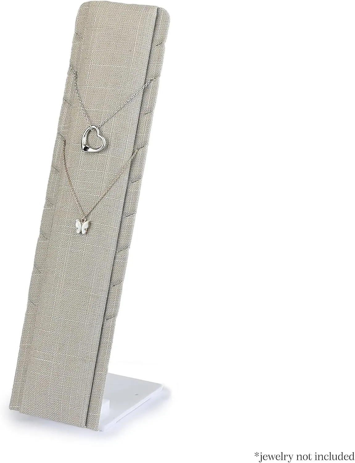 Novel Box 2 Pack Gray Linen Necklace/Pendant/Chain Foldable Display Stands 4.2x2.9x12.2 Inches with Adjustable Angles-Collapsible Jewelry Holder Organizer Easel Stand Displays for Selling & Travel