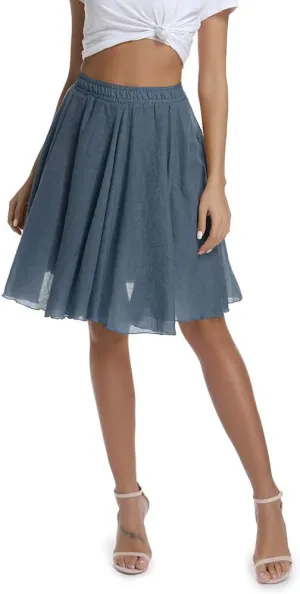 OCHENTA Women's Lightweight Skirts Knee Length High Waisted Casual Beach Flowy Summer Skirts