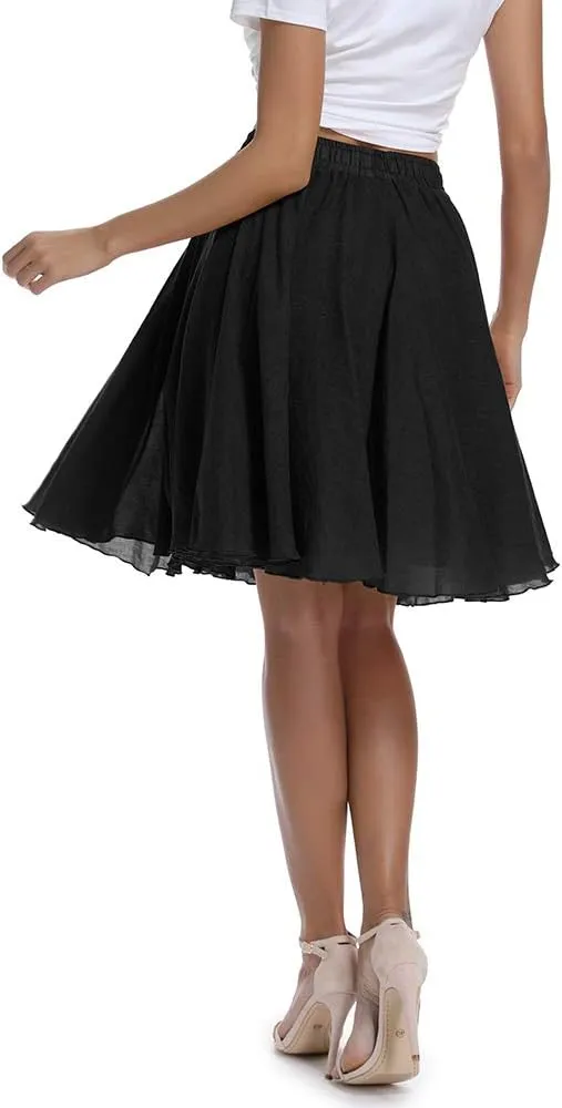 OCHENTA Women's Lightweight Skirts Knee Length High Waisted Casual Beach Flowy Summer Skirts