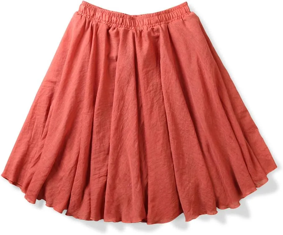 OCHENTA Women's Lightweight Skirts Knee Length High Waisted Casual Beach Flowy Summer Skirts