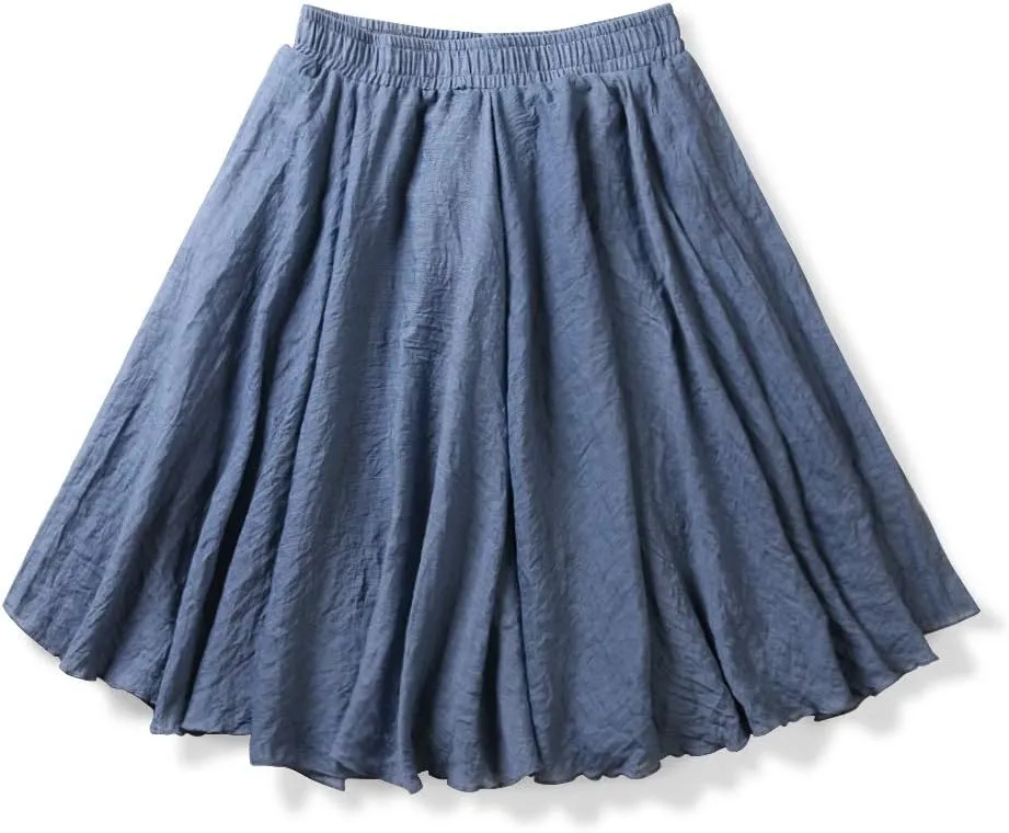 OCHENTA Women's Lightweight Skirts Knee Length High Waisted Casual Beach Flowy Summer Skirts