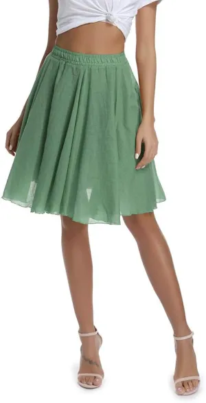 OCHENTA Women's Lightweight Skirts Knee Length High Waisted Casual Beach Flowy Summer Skirts