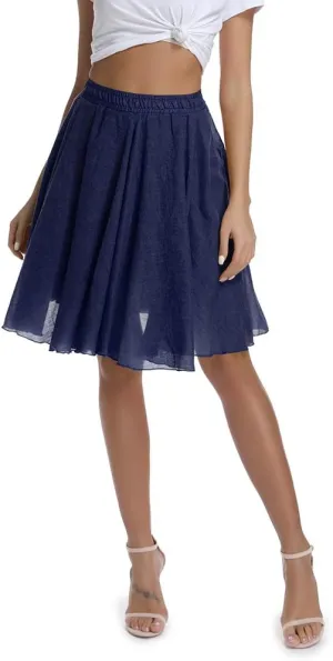 OCHENTA Women's Lightweight Skirts Knee Length High Waisted Casual Beach Flowy Summer Skirts