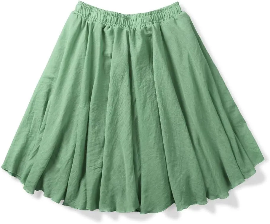 OCHENTA Women's Lightweight Skirts Knee Length High Waisted Casual Beach Flowy Summer Skirts
