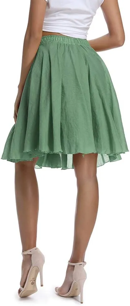 OCHENTA Women's Lightweight Skirts Knee Length High Waisted Casual Beach Flowy Summer Skirts
