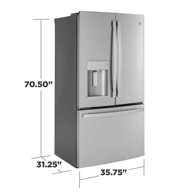 OPEN BOX GE 22.2-cu ft Counter-depth French Door Refrigerator with Ice Maker (Fingerprint-resistant Stainless Steel) ENERGY STAR  Model #GYE22GYNFS