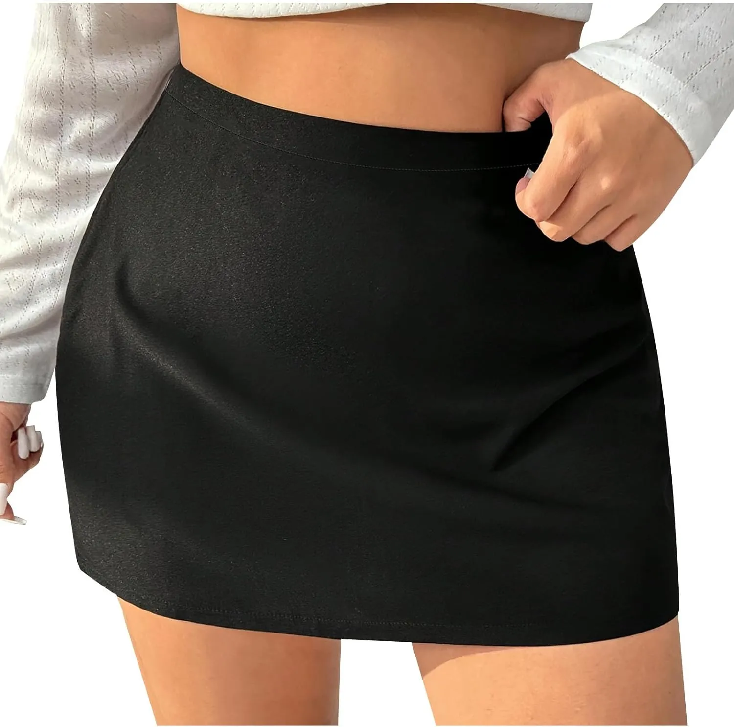 Oplxuo Women's Bodycon Mini Skirts High Waisted Stretchy Pencil Short Skirts