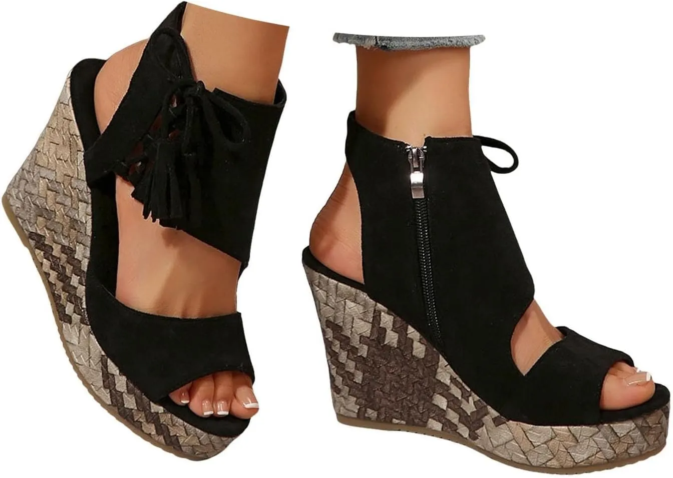 Orthopedic Platform Wedge Sandals for Women Summer Dressy Open Toe Espadrilles Sandals Comfortable Wedges Dress Shoes