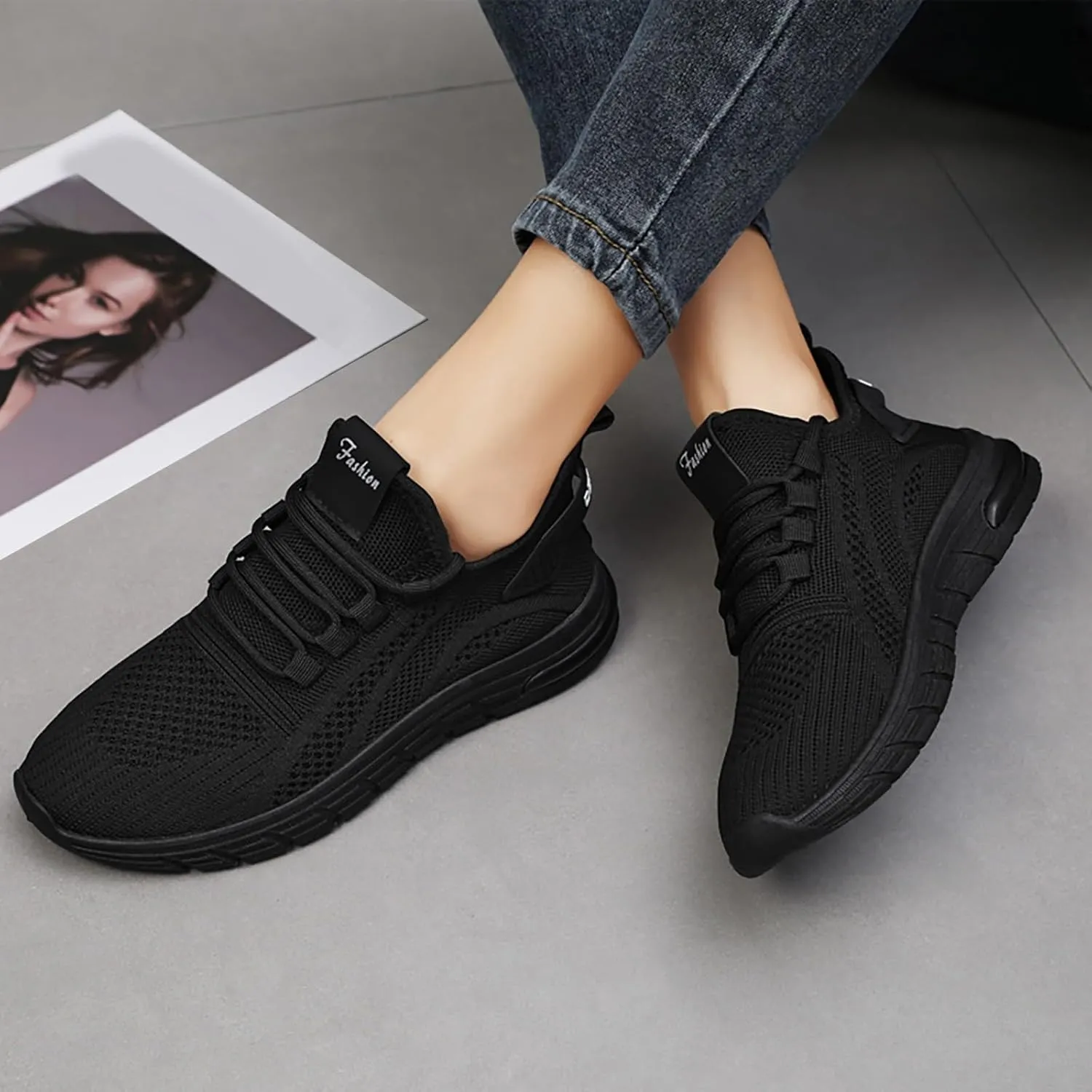 Orthopedic Shoes for Women Slip Ons Arch Support Backless Breathable Knitted Mesh Soft Air-Cushion Comfortable Round Toe Mules Non-Slip Lightweight Soft Sole Casual Garden Clogs