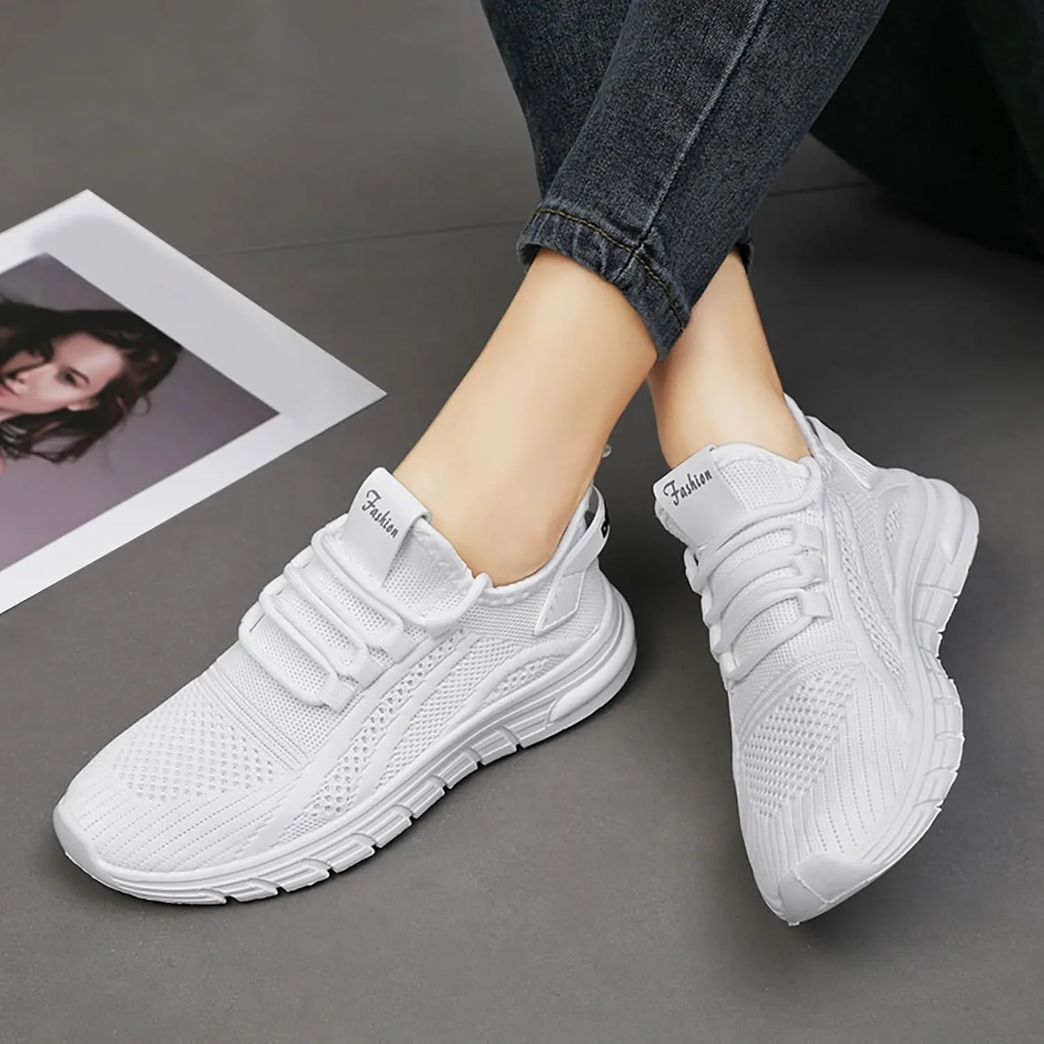 Orthopedic Shoes for Women Slip Ons Arch Support Backless Breathable Knitted Mesh Soft Air-Cushion Comfortable Round Toe Mules Non-Slip Lightweight Soft Sole Casual Garden Clogs