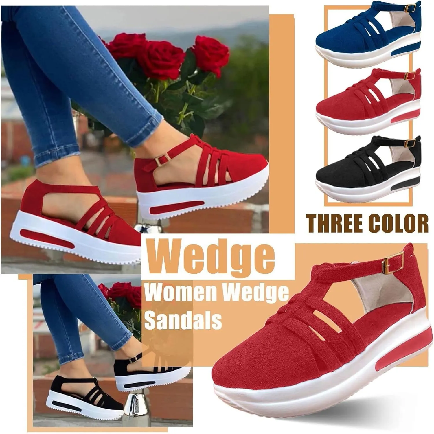 Orthopedic Wedge Sandals for Women Summer Dressy 2025, Women Espadrilles Flatform Ankle Strap Buckle Platform Closes Toe Sandal Outdoor Comfortable Walking Shoes Comfortable
