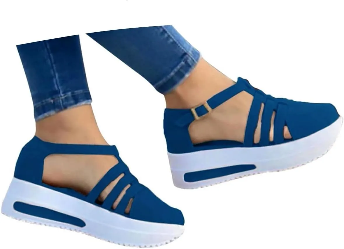 Orthopedic Wedge Sandals for Women Summer Dressy 2025, Women Espadrilles Flatform Ankle Strap Buckle Platform Closes Toe Sandal Outdoor Comfortable Walking Shoes Comfortable