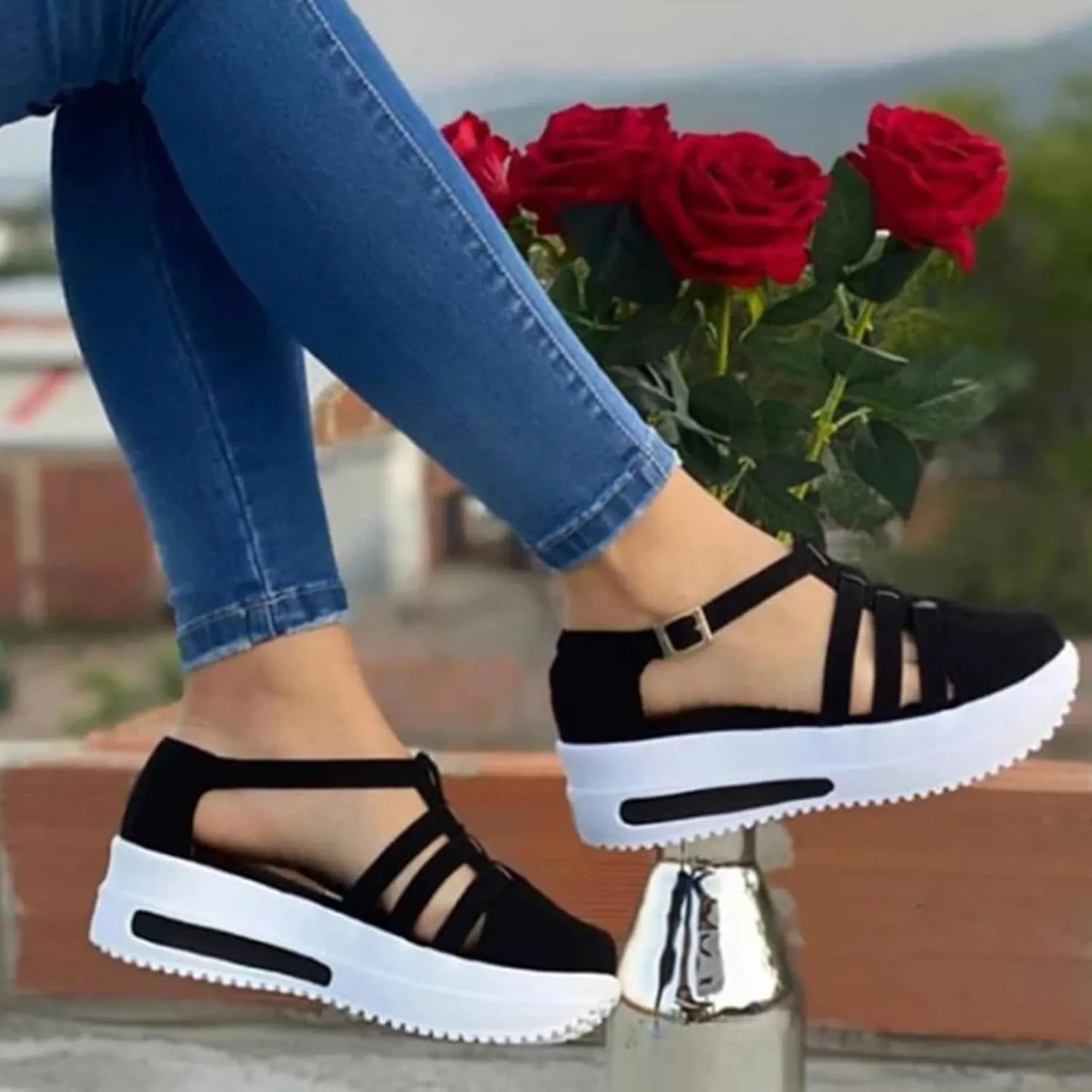 Orthopedic Wedge Sandals for Women Summer Dressy 2025, Women Espadrilles Flatform Ankle Strap Buckle Platform Closes Toe Sandal Outdoor Comfortable Walking Shoes Comfortable