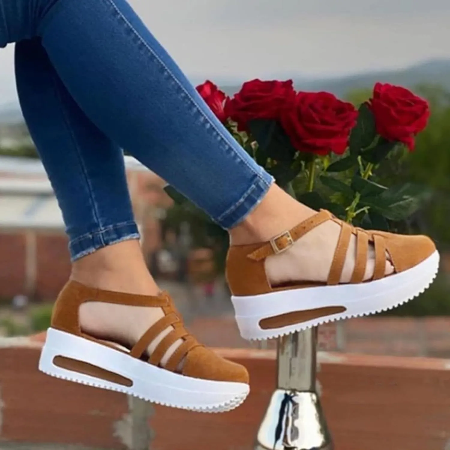 Orthopedic Wedge Sandals for Women Summer Dressy 2025, Women Espadrilles Flatform Ankle Strap Buckle Platform Closes Toe Sandal Outdoor Comfortable Walking Shoes Comfortable