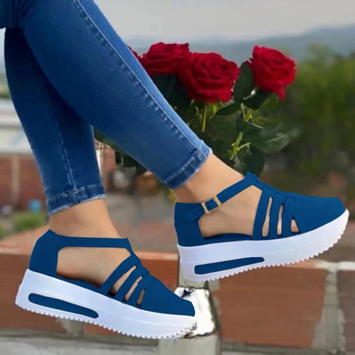 Orthopedic Wedge Sandals for Women Summer Dressy 2025, Women Espadrilles Flatform Ankle Strap Buckle Platform Closes Toe Sandal Outdoor Comfortable Walking Shoes Comfortable