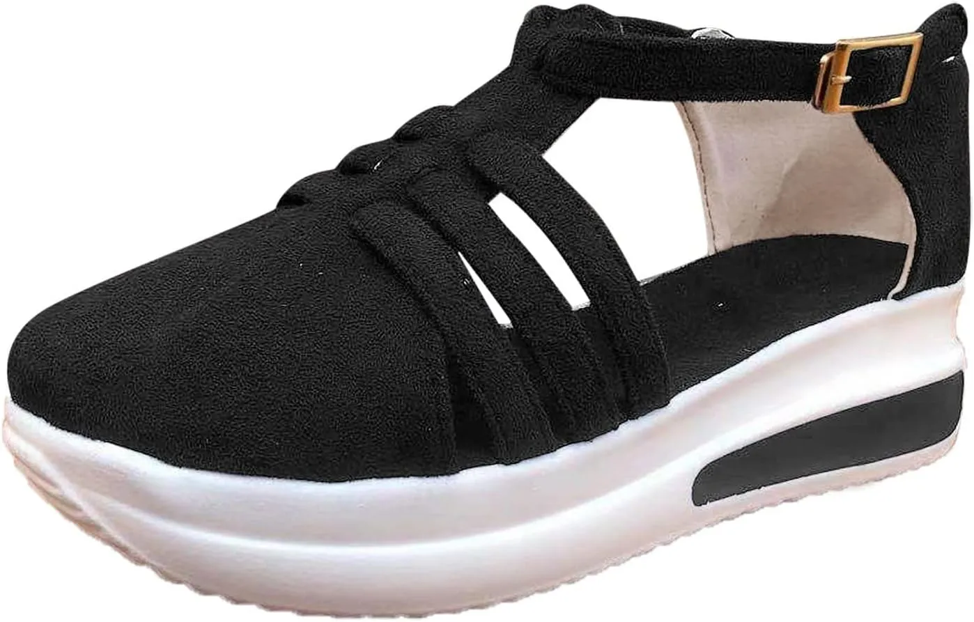 Orthopedic Wedge Sandals for Women Summer Dressy 2025, Women Espadrilles Flatform Ankle Strap Buckle Platform Closes Toe Sandal Outdoor Comfortable Walking Shoes Comfortable
