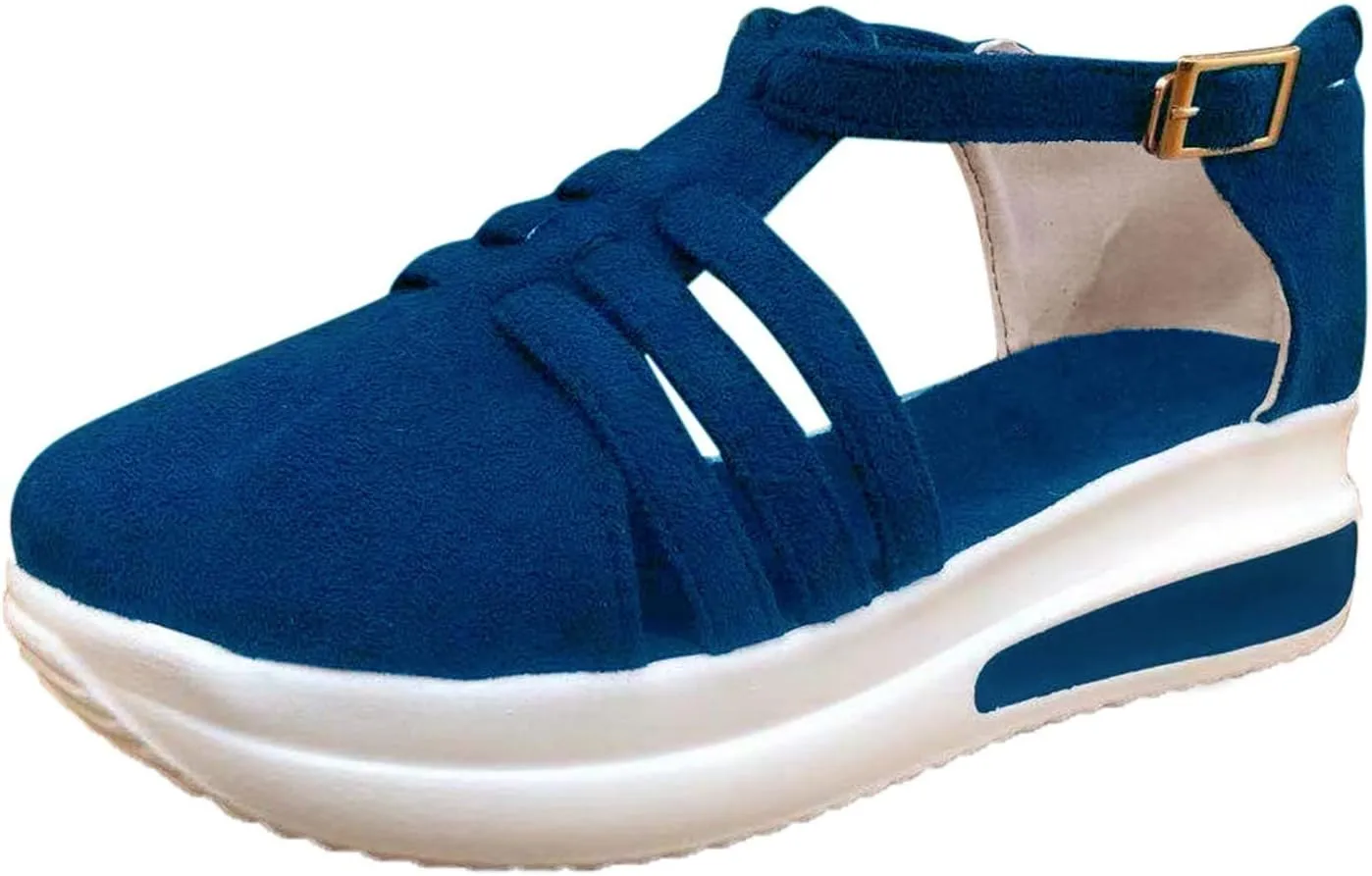 Orthopedic Wedge Sandals for Women Summer Dressy 2025, Women Espadrilles Flatform Ankle Strap Buckle Platform Closes Toe Sandal Outdoor Comfortable Walking Shoes Comfortable