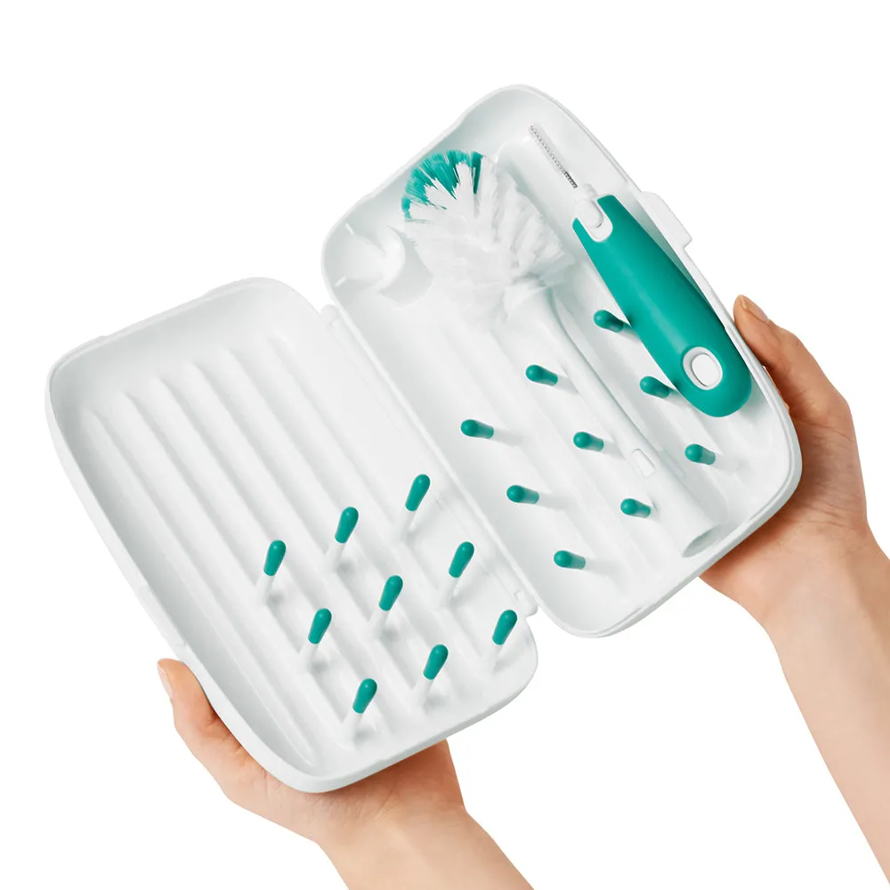 OXO Tot On-the-Go Drying Rack & Bottle Brush teal
