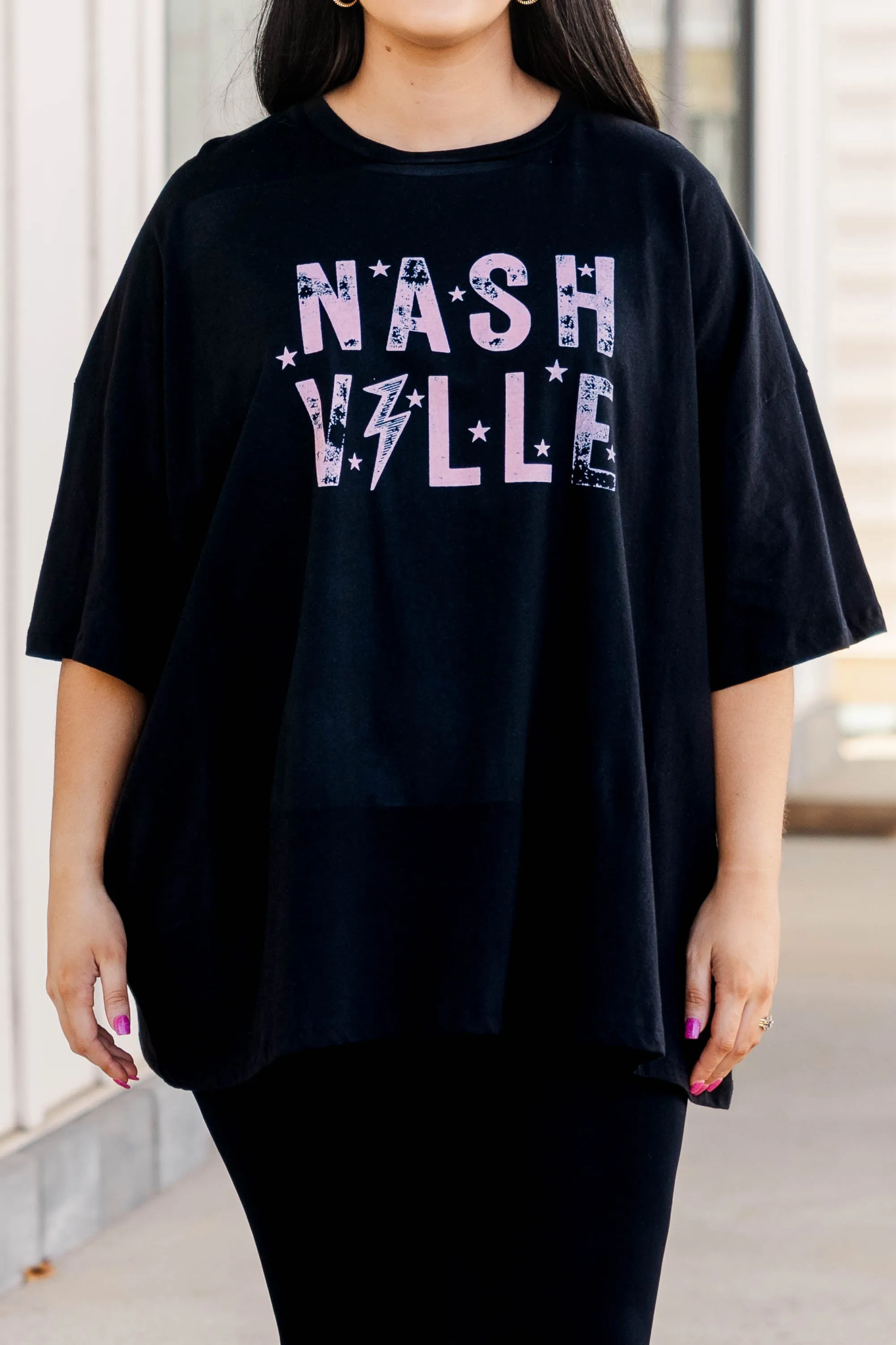 Paint The Town Pink Boyfriend Tee, Black
