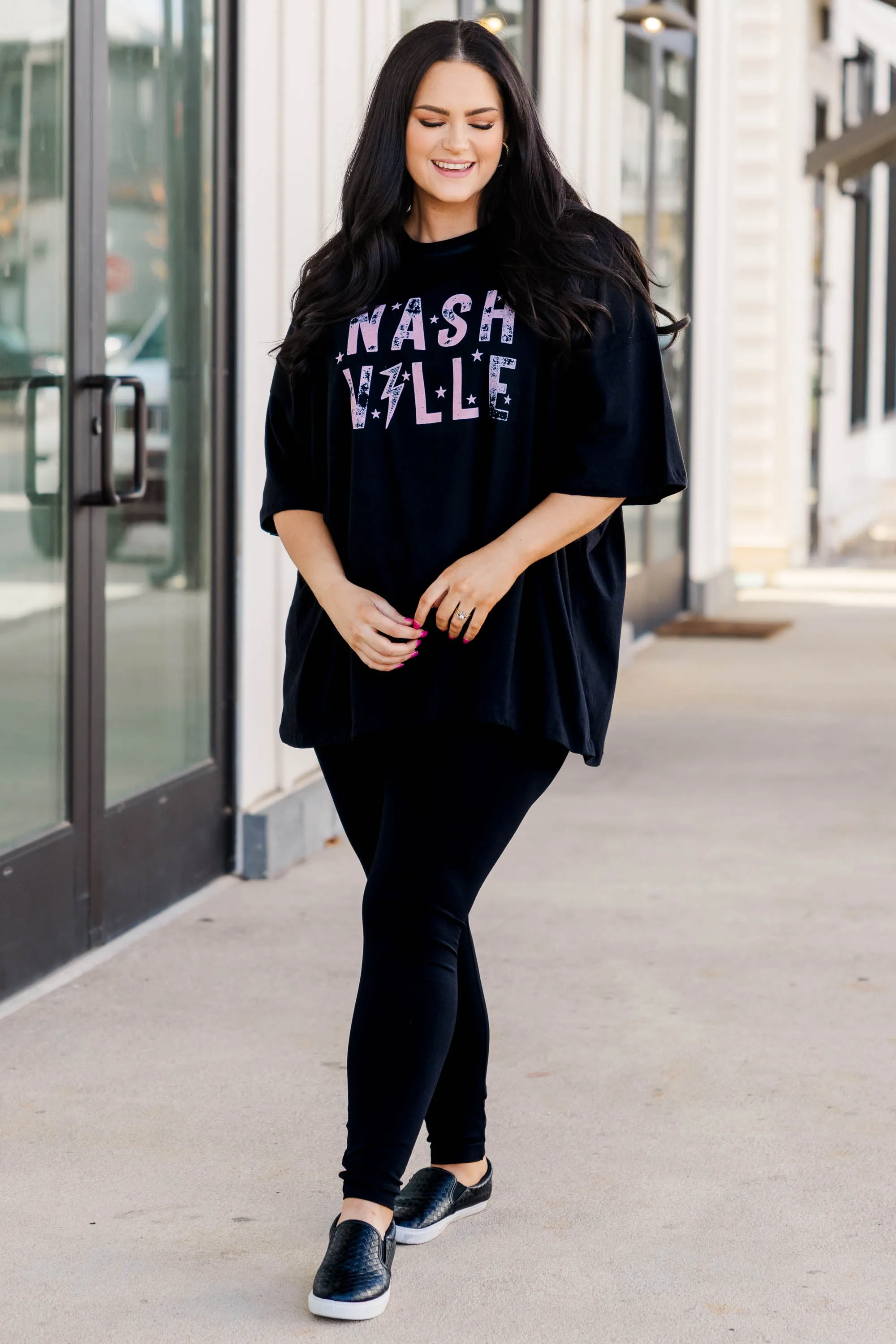 Paint The Town Pink Boyfriend Tee, Black