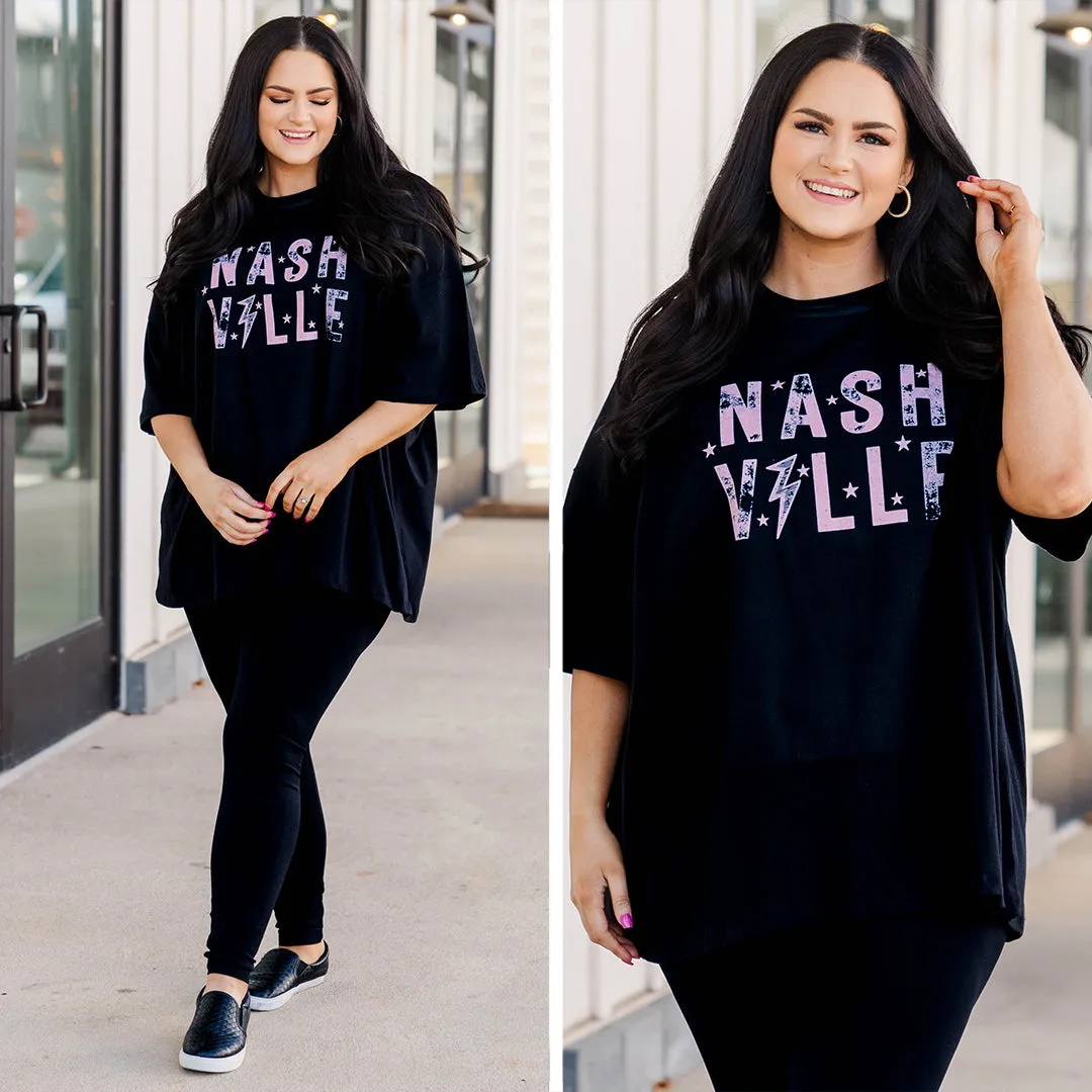 Paint The Town Pink Boyfriend Tee, Black