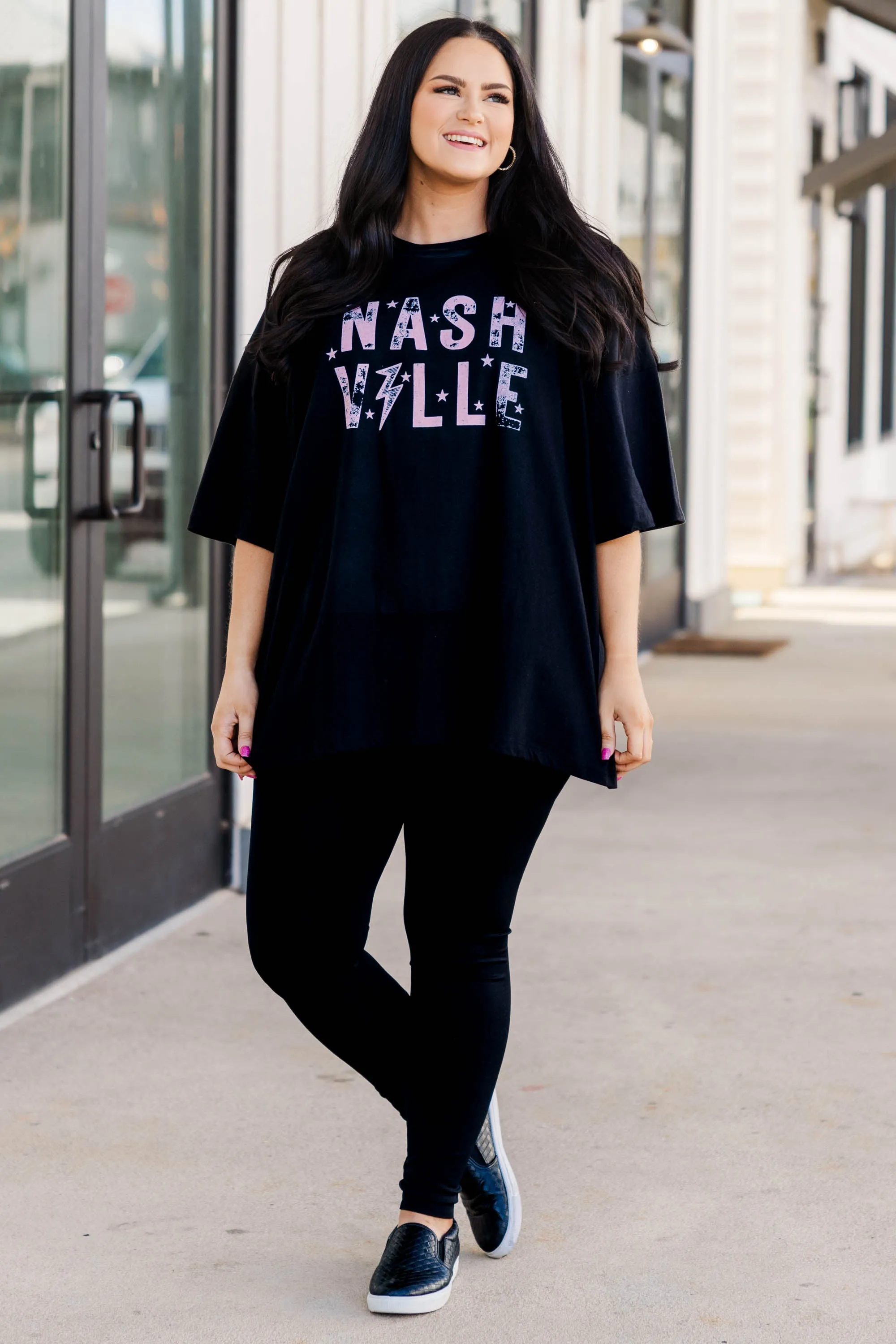Paint The Town Pink Boyfriend Tee, Black