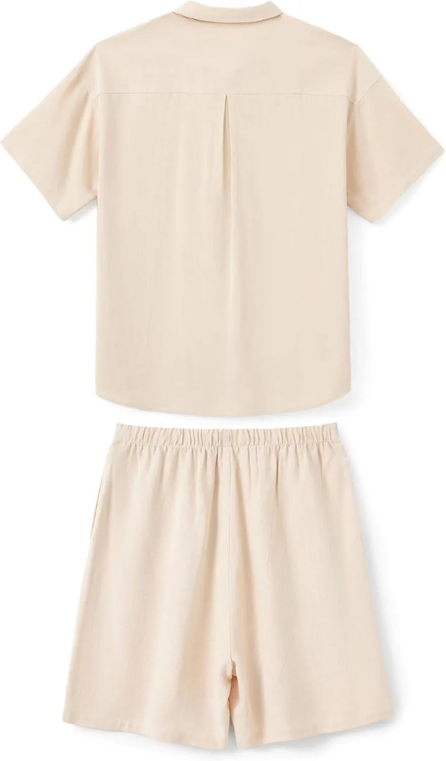 PATPAT Family Matching Linen Outfits, Breathable Short Sleeve Summer Linen Outfits for Men, Women, and Kids