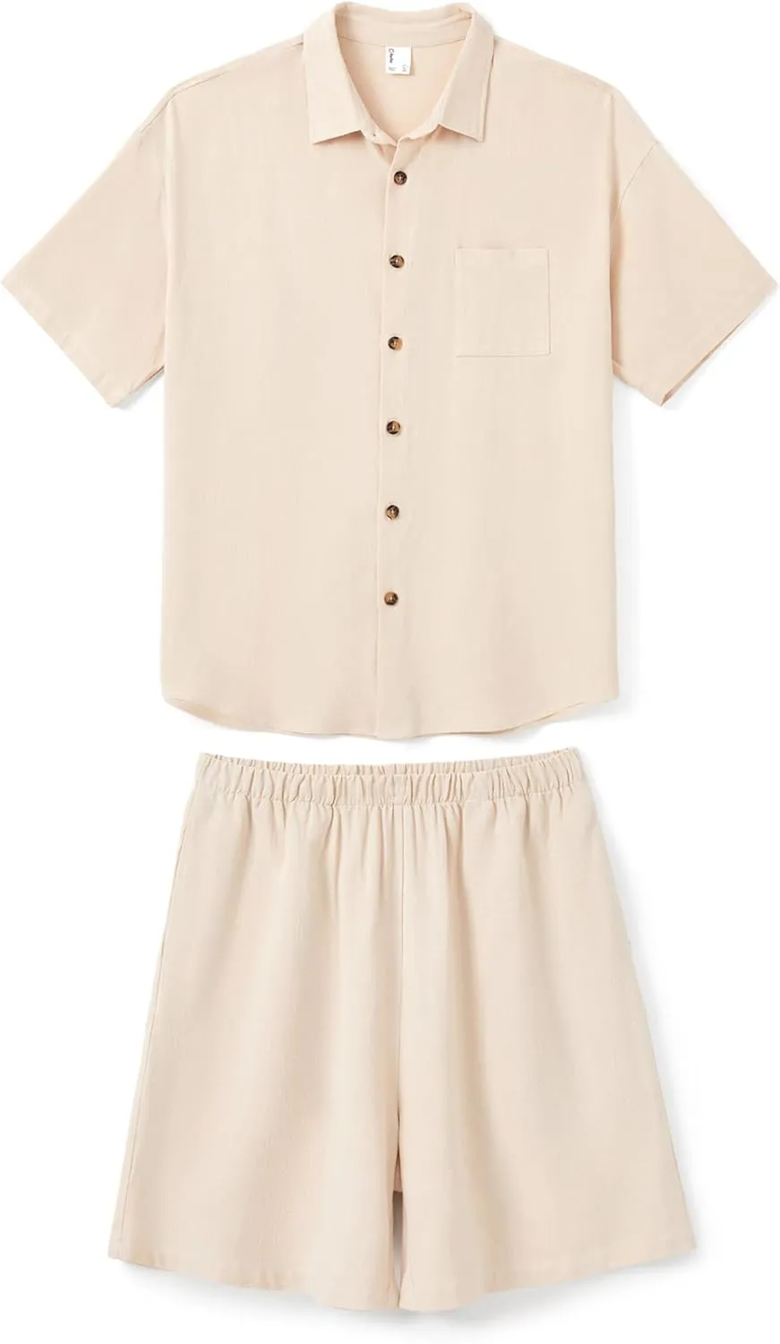 PATPAT Family Matching Linen Outfits, Breathable Short Sleeve Summer Linen Outfits for Men, Women, and Kids