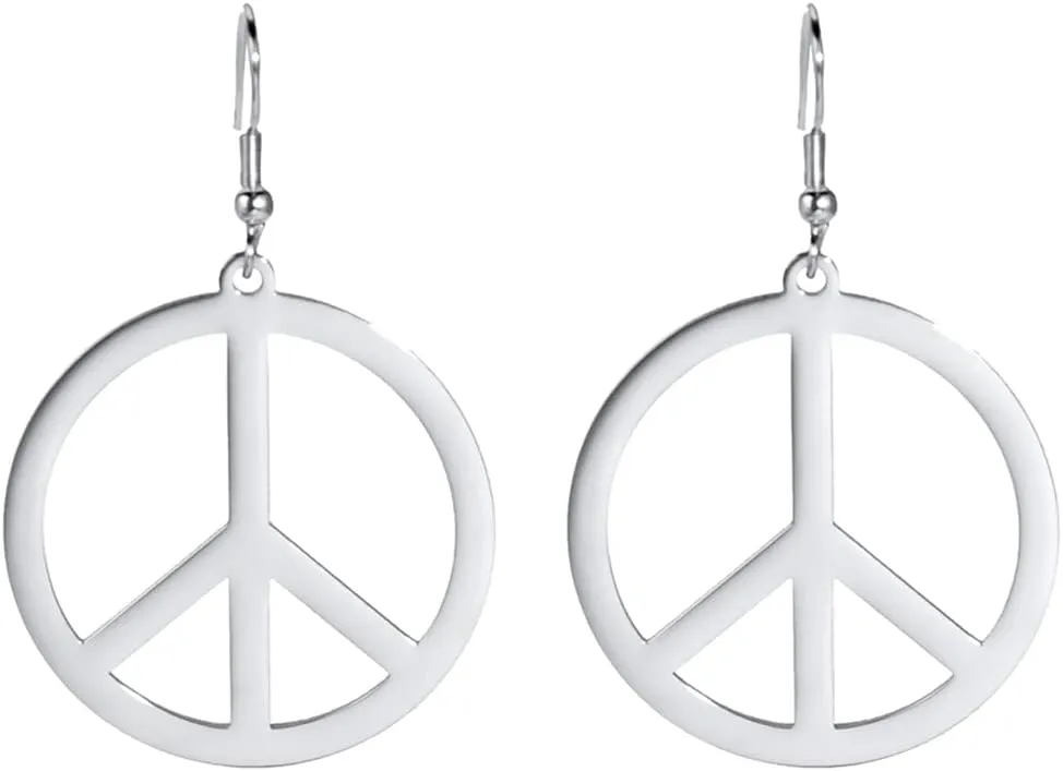 Peace Sign Symbol Earrings Geometric Large Round Statement Earrings Hippie Studs Jewelry Accessories Women