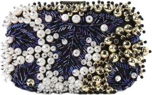 Pearl Evening Bag for Women Beaded Clutch Bag Shoulder Bag with Detachable Chain Bridal Wedding Purse Retro Handbag