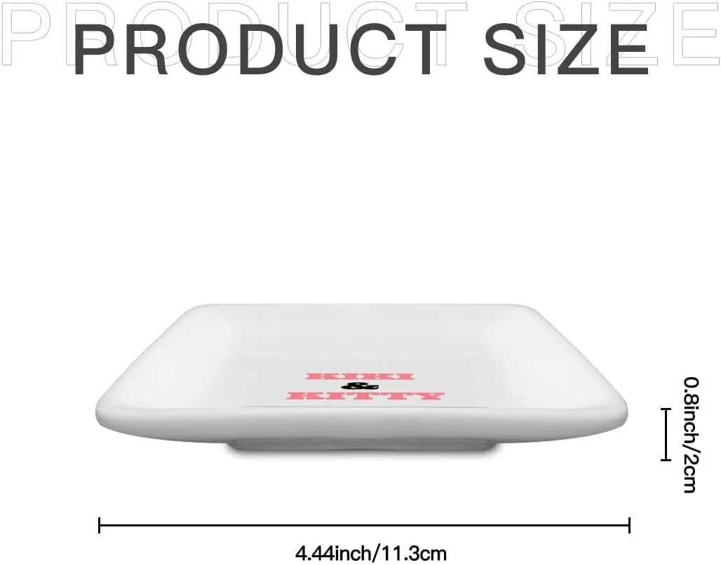 Personalized Ceramic Jewelry Trays Ring Dish, Customize Decor Jewelry Dish for Mom Girlfriend Sister Friend, Personalize Mother's Valentine's Day Birthday Gifts for Women, 4.44In White Square
