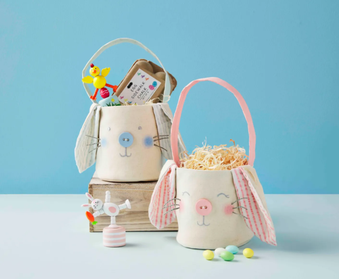 Pink Easter Bunny Canvas Buckets