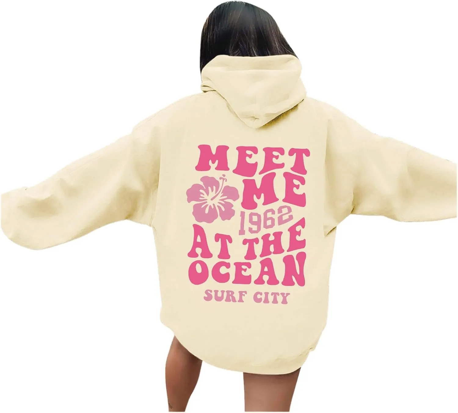 Pink Oversized Hoodie - Unisex Adult Clothing - Active Individuals - Sweatshirt - Long Sleeve - with Pockets
