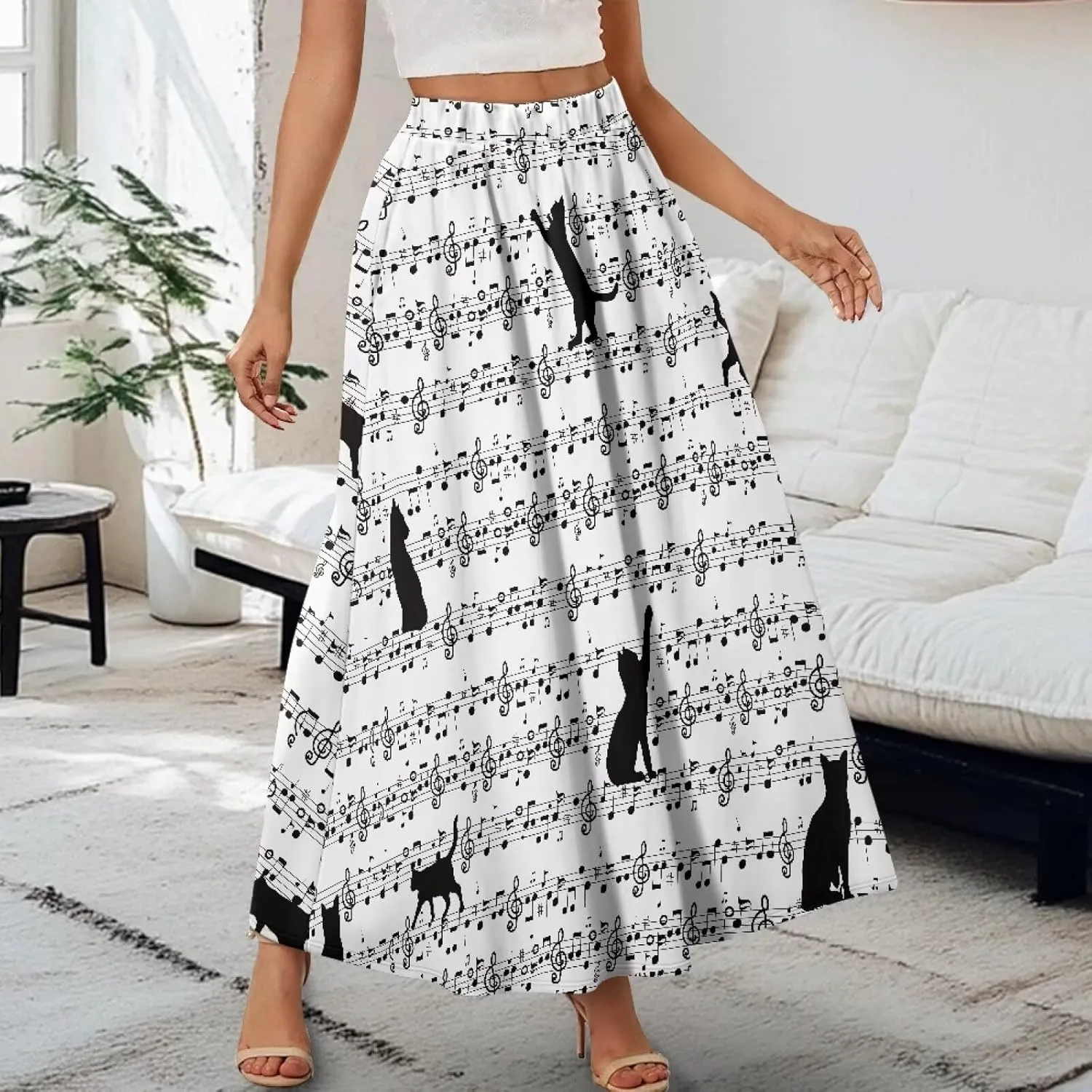 Pleated Midi Skirts for Women with Pockets Elastic High Waisted Skirt Plus Size Womens Summer Skirts