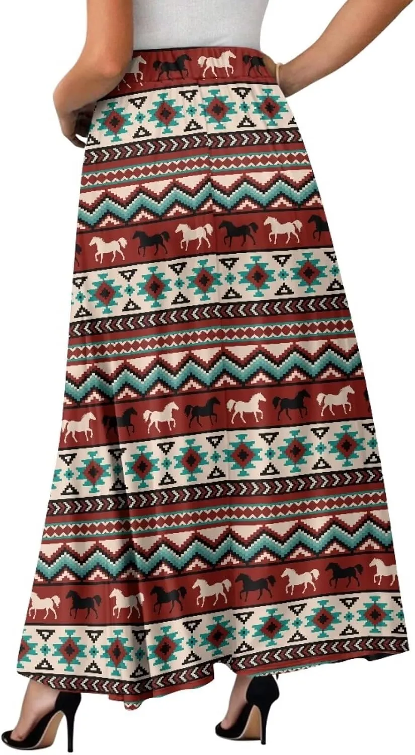 Pleated Midi Skirts for Women with Pockets Elastic High Waisted Skirt Plus Size Womens Summer Skirts