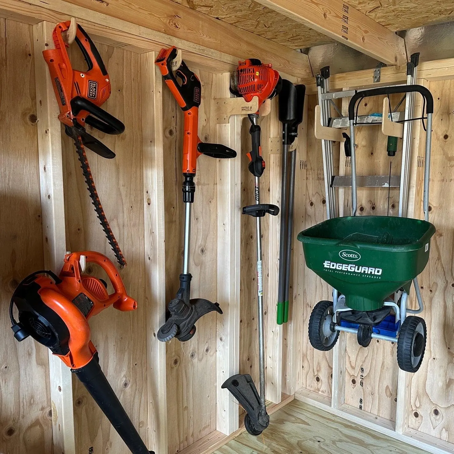 Practical Shed Kit   Large quantity Garden Tool Racks and Misc Storage Hooks,