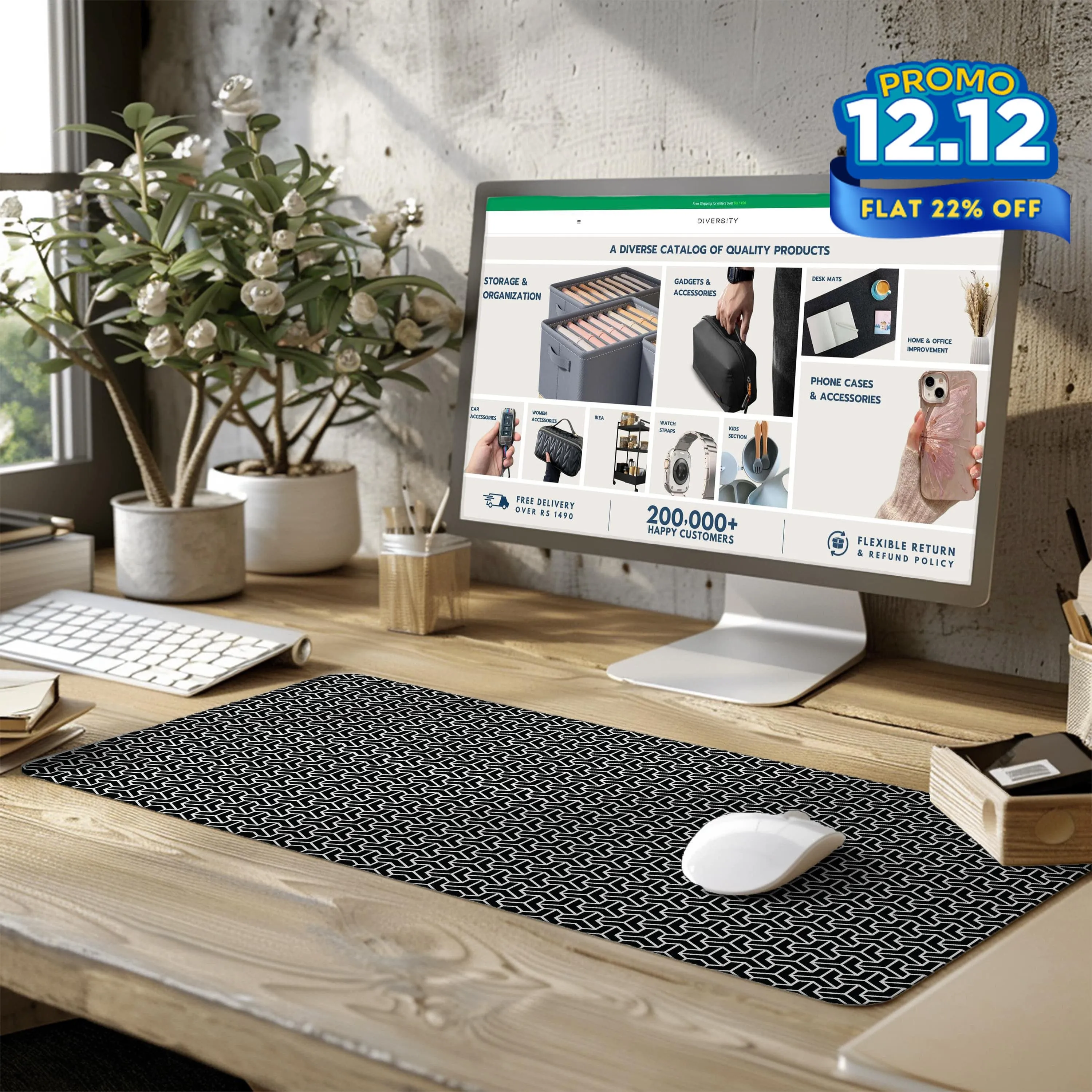 Printed Desk Mat - Triangular Pattern