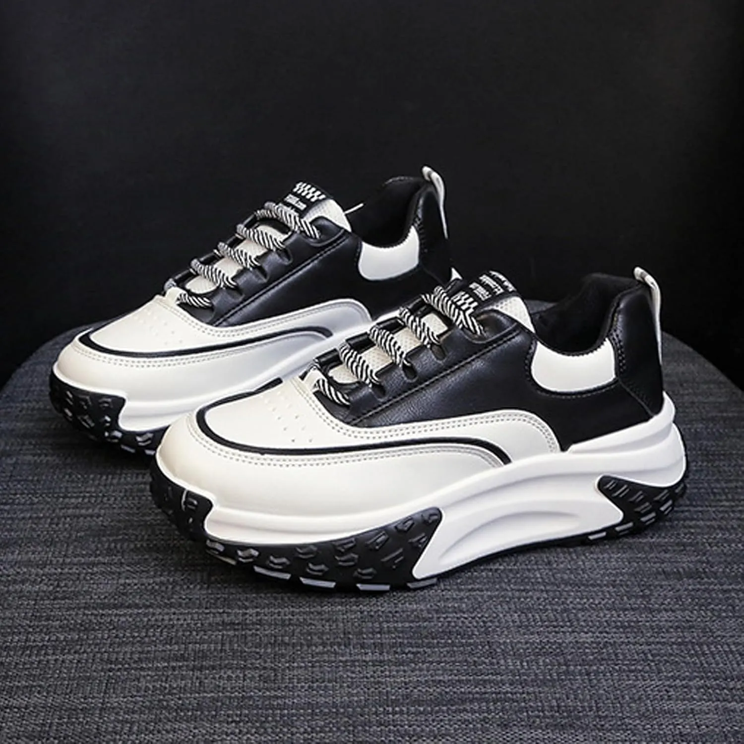 PURCHAWEE Colorblock Platform Sneakers for Women,Fashion Casual Lace Up Dad Sneakers Aesthetic Shoes Chunky Sneakers Walking Sneakers