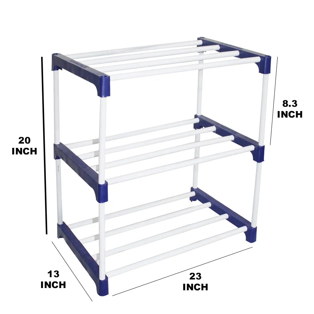 Rawzz 3 Layer Shoe Rack For Home Metal Plastic Rack with Wheels for Multipurpose Use Books, Clothes, Shoes etc.… (3 shelf, black)
