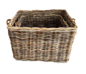 Rect Basket with Rope Handles
