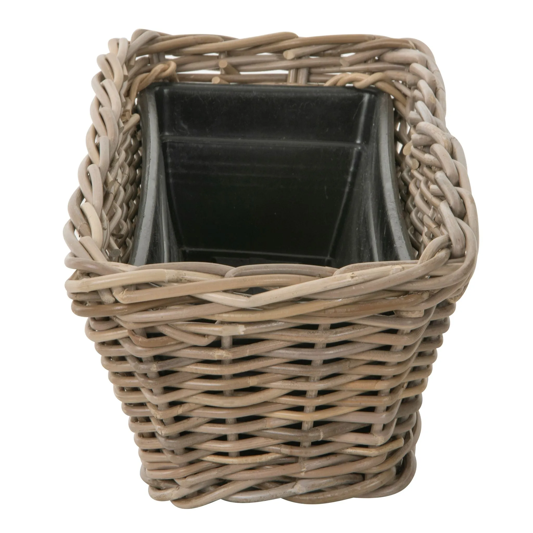Rectangular Kobo Rattan Indoor and Outdoor Planter Basket - 2.5 Gallon Capacity Plastic Pot Liner
