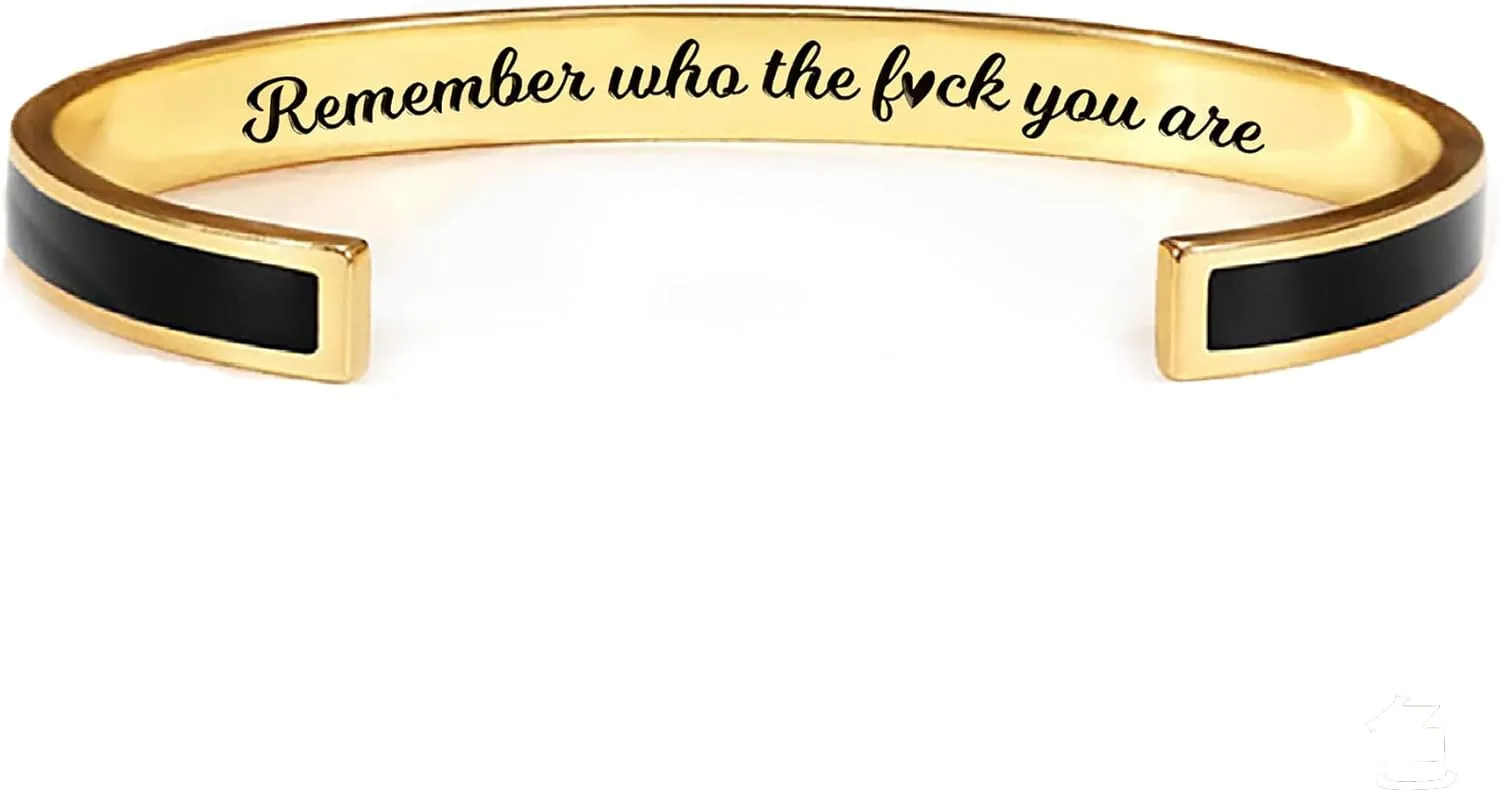 Remember Who The F You Are Color Bracelets Stainless Steel Inspirational and Motivational Bangle with Hidden Message Engraved Jewelry Gift for Women Sisters Friends Mantra Personalized Bracelets