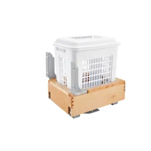 Rev-A-Shelf / 4WH-RM-15DM-1 / Wood Vanity Bottom Mount Hamper w/ Soft-Close/Open