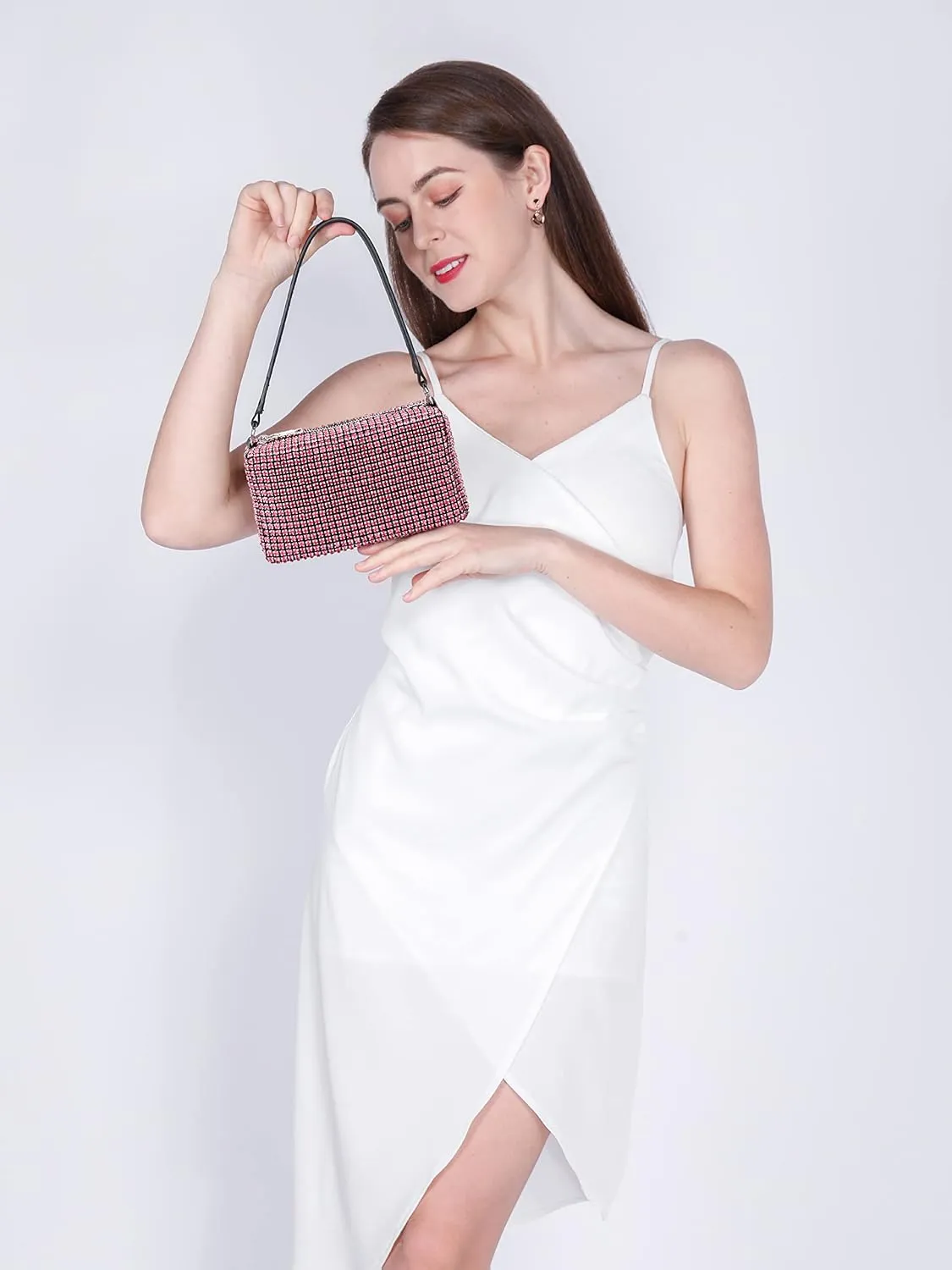 Rhinestone Purse Silver Evening Bag Sparkly Purse Silver Bags for Women
