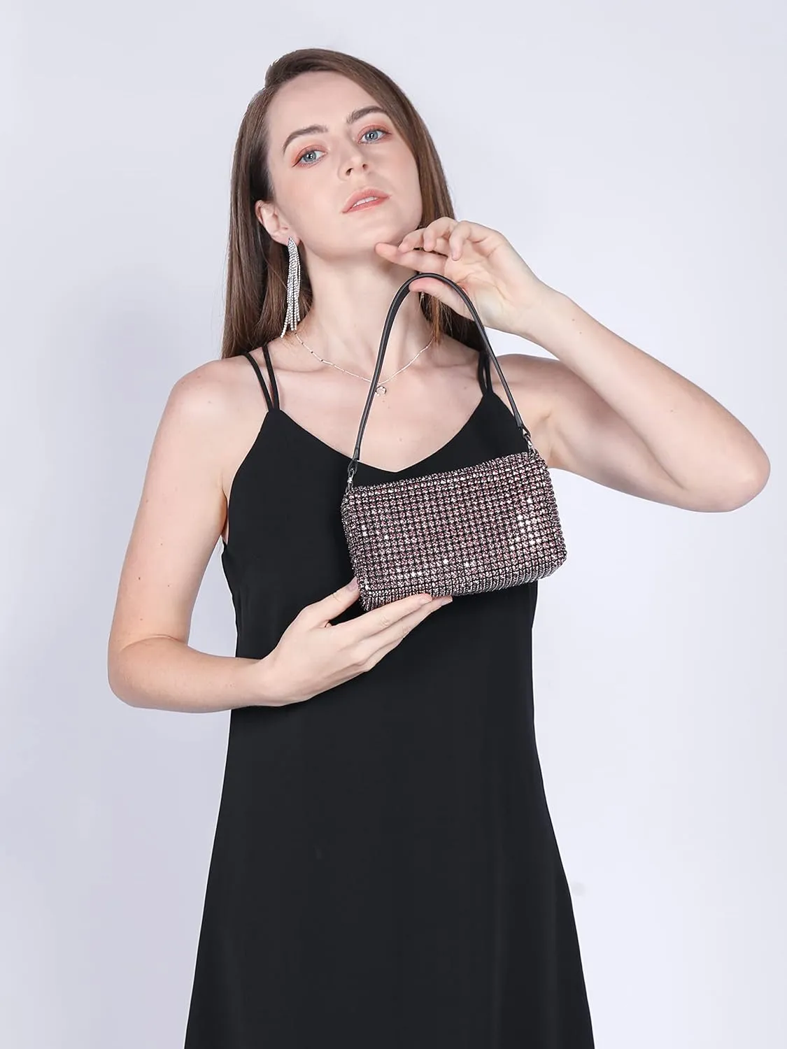 Rhinestone Purse Silver Evening Bag Sparkly Purse Silver Bags for Women