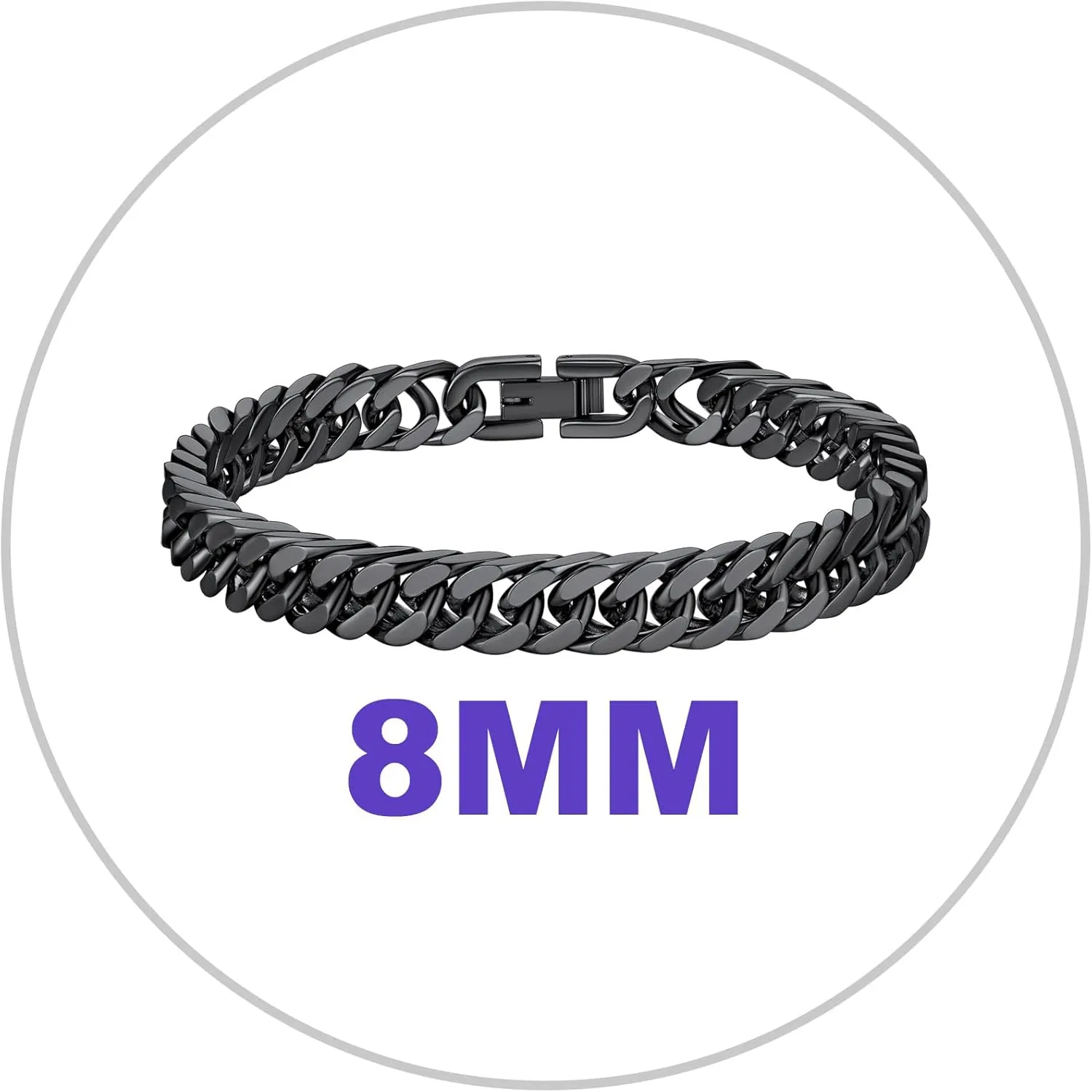 Richsteel Cuban Link Chain Bracelets 8/12/17mm Width Stainless Steel Chain Wrist Bracelets for Men, 7.4/8.2/9 Inch Length Classic Jewelry for Christmas/Valentine's Day/Birthday