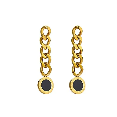 Roman Numeral,Roman Numerals,Earrings,Stud Earrings,Minimalist Earrings,Chain Earrings,Long Chain Earrings,Birthday Gift,Gold Earrings,Black